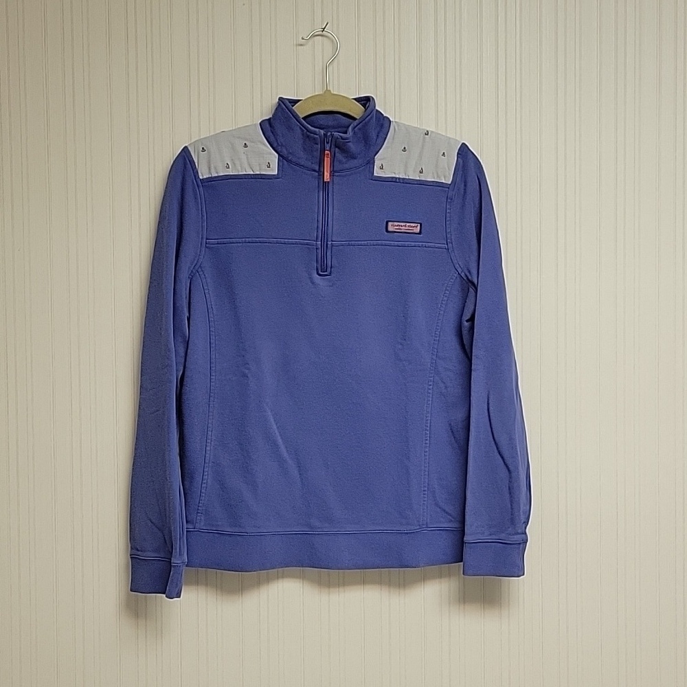 Vineyard Vines Shep Shirt periwinkle 3/4 zip sweatshirt. Women's medium
